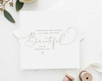 Merci de m'avoir fait paraître et me sentir belle carte | Carte pour Styliste | Carte de mariage du vendeur | Carte de déclaration | Carte de remerciement de mariage | FE37