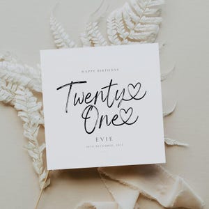 21e carte de joyeux anniversaire PERSONNALISÉE | Carte d'anniversaire élégante d'étape des textes | Carte anniversaire coeurs | 21, 30, 40e anniversaire, 50e étape importante