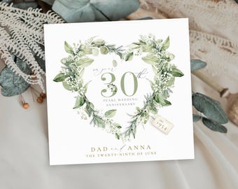 Carte d'anniversaire de mariage PERLE, carte du 30e anniversaire, carte de mariage en or, carte de mariage de 50 ans, 25, 30, 50, 60 argent, anniversaire platine