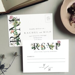 KATIE Vintage Floral Wedding Invitations, Wedding Invites, Wedding Invite, Botanical Wedding Invitation Rustic Floral Invite-Sample image 3