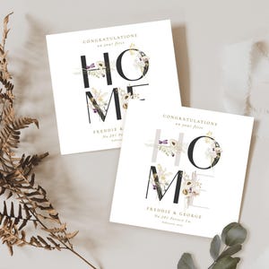Carte FIRST Home, personnalisée, idéale pour l'encadrement, félicitations pour votre carte FIRST Home, cadeau de pendaison de crémaillère, feuillage, PERSONNALISÉ