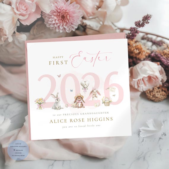 Personalised Granddaughter FIRST EASTER Card | Baby's First Easter | Bunny | Easter Egg | Customisable | Grandson's 1st | Niece
