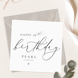 18ème JOYEUX anniversaire PERSONNALISÉ | 18, 21, 30, 40, 50, 60 ans|Carte d'anniversaire jalon | Carte d'anniversaire typographie FE043