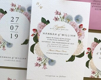 HANNAH | Vintage Floral Wedding Invitations, Wedding Invites, Wedding Invite, Botanical Wedding Invitation Rustic | Floral Invite-Sample