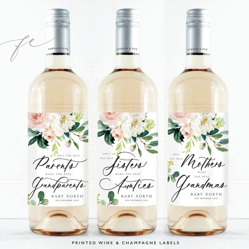 PREGNANCY Announcement Wine Labels Bay Due Wine Bottle Label Etsy