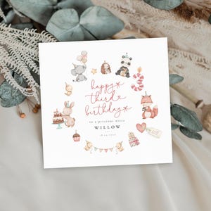 3e carte d'anniversaire personnalisée, 3 cartes, 1er anniversaire, mignonne, nièce, petite-fille, filleul, 1er, 2e, 3e anniversaire