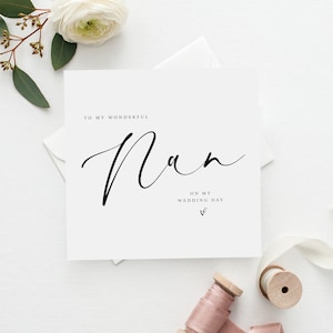 Black Script NAN Wedding Card / Nan Grazie Wedding Card / Carta nuziale / Effetto oro Nan, Nonna Wedding Card, Nonna Card, Gran