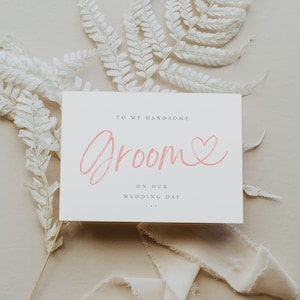 Naar mijn bruidegom trouwkaart met datum | Blush Hearts A6-kaart | Man Card | Bruidegom Trouwkaart| Bruidskaart | Romantische kaart | Bruidegom | Aan mijn bruid