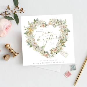 Tarjeta de boda PERSONALIZADA para nuestro hijo y nuera / Tarjeta del día de la boda para mi hijo y nuera / Tarjeta de boda para mi hijo / Tarjeta de boda