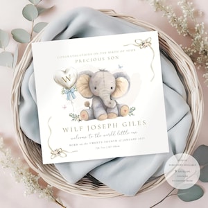 New baby sons card, Baby sons card, sons birth, baby sons card, New arrival granddaughter, It's a girl granddaughter, Newborn sons, Congratulations baby granddaughter, baby elephant, new mummy and daddy