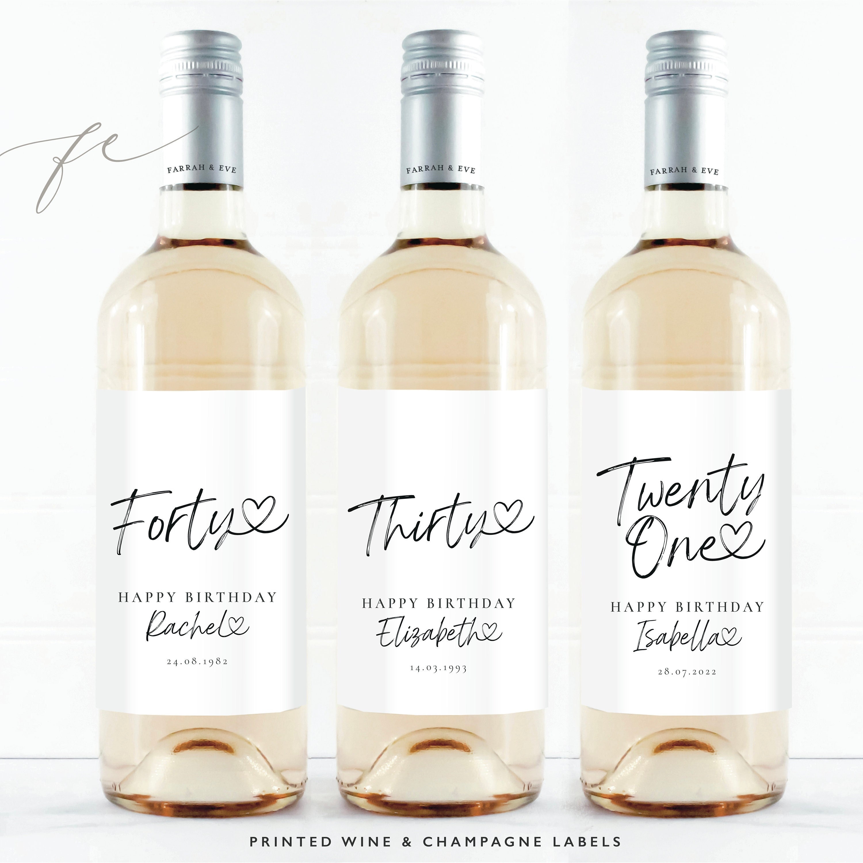 Milstool Label Personalised Milestone HAPPY BIRTHDAY Wine Label | Birthday Wine Label ...