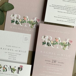 KATIE | Vintage Floral Wedding Invitations, Wedding Invites, Wedding Invite, Botanical Wedding Invitation Rustic | Floral Invite-Sample