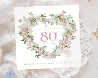 Biglietto d'auguri raffinato ed elegante con fiori decorativi per il tuo 80° compleanno: 80 anni per il tuo compleanno, le più sentite congratulazioni Commercio all'ingrosso in linea