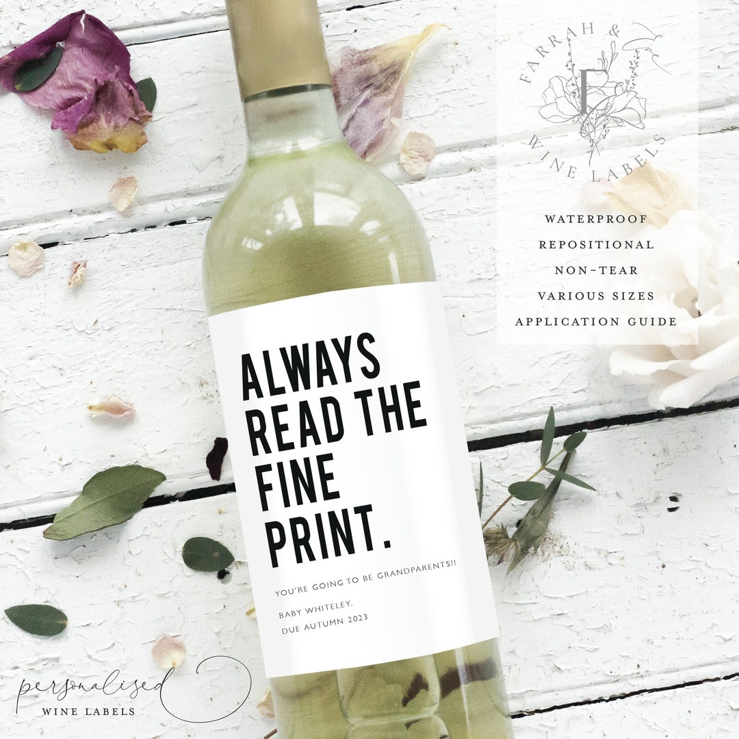 PERSONALISED ALWAYS Read the FINE Print Wine Label |pregnancy ...