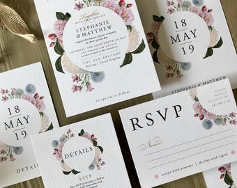 HANNAH No.2 | Vintage Floral Wedding Invitations, Wedding Invites, Wedding Invite, Floral Wedding Invitation, Botanical Wedding  Invitation