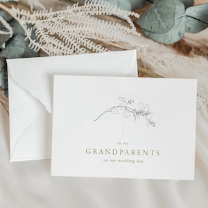 À la carte de mariage de mes grands-parents| Carte de remerciement| Carte de mariage des grands-parents| Carte A6| Carte de mariage en or| Carte de mariage familial, merci FE602