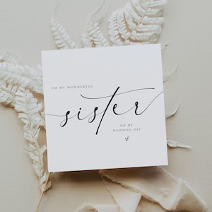 To My SISTER on my wedding day Karte | Zu meiner Schwester Karte | Schwester Karte |Schwarz-Weiß-Hochzeitskarte | Hochzeitskarte|Typografie Hochzeitskarte