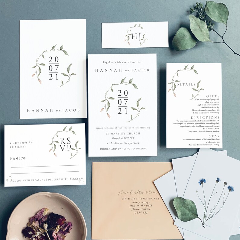 Wedding Invites Vintage Floral Wedding Invitations Wedding Invite Botanical Wedding Invitation Rustic|Floral-Sample WATERCOLOUR BUDS II