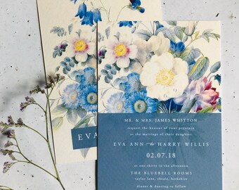 ALICE | Invitations de mariage florales vintage, invitations de mariage, invitation de mariage, invitation de mariage botanique rustique | Floral Invite-Échantillon