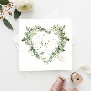 A mia sorella il giorno del suo matrimonio / elegante sceneggiatura a cuore / biglietto di nozze a mia sorella / biglietto a mia sorella / biglietto sorella / biglietto fratello