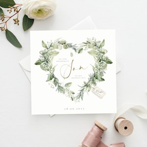 A nostro figlio nel giorno del suo matrimonio Card / A mio figlio, figlia Card / figlia Card / Heart Wedding Card, Greenery, Botanical Wedding Card,In Law