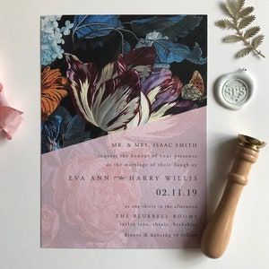 VICTORIA | Vintage Floral Oils Wedding Invitations, Wedding Invites, Wedding Invite, Botanical Wedding Invitation Rustic