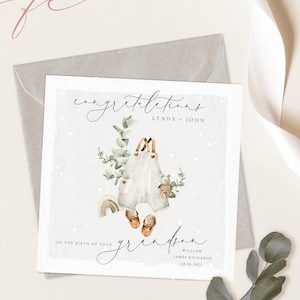 GEPERSONALISEERDE Boho New Baby Card | Gefeliciteerd grootouders kaart | 148 x 148 mm | Grootouders worden kaart | Wenskaart voor pasgeboren baby