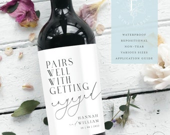 Personalised Pair Well With Getting Engaged Wine Label|Celebration Wine Label|Engagement Wine Label|Congratulations Day Bottle Label FEW26