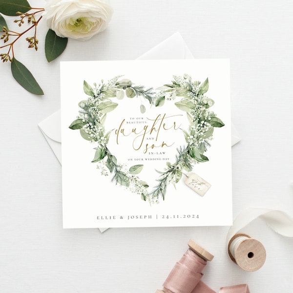 PERSONNALISÉ À NOTRE carte de mariage fille et gendre | À MA fille et gendre carte de jour de mariage | Carte de mariage de fils | Faire-part de mariage