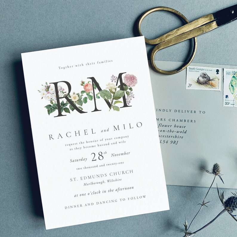 KATIE Vintage Floral Wedding Invitations, Wedding Invites, Wedding Invite, Botanical Wedding Invitation Rustic Floral Invite-Sample image 8