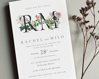Vintage Floral Wedding Invitation | Botanical Wedding Invite Sample