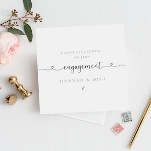 GEPERSONALISEERDE verlovingskaart | Elegante verlovingskaart | Gefeliciteerd kaart | Je bent verloofd-kaart | Tekst verlovingskaart | Modern | Harten