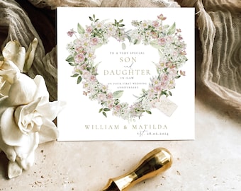 Carte d'anniversaire, premier anniversaire, papier, beau-fils et belle-fille, carte 1er anniversaire, anniversaire d'un an, carte d'anniversaire personnalisée