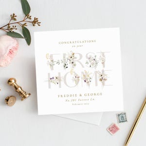 CUSTOM MADE Herzlichen Glückwunsch zu Ihrer ersten Hauskarte, Herzlichen Glückwunsch, erstes Haus, neues Zuhause, Hauskarte, Umzugskarte, Floral House Warming Card