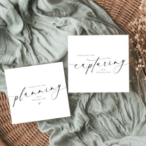 Merci d'avoir immortalisé notre grand jour|Carte de remerciement du photographe|Carte de mariage du fournisseur|Carte du fournisseur|Fleurs, photo photographiée, maquilleuse, styliste