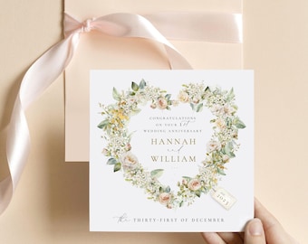 Carte premier anniversaire, anniversaire en papier, carte 1er anniversaire de mariage fils fille, anniversaire d'un an, carte d'anniversaire personnalisée