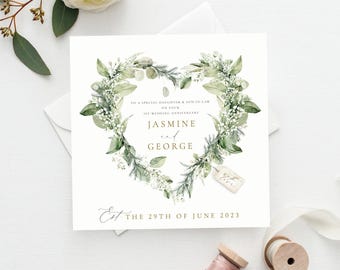 À une belle-fille et son beau-fils spécial, carte d'anniversaire de mariage en papier, 1er anniversaire de mariage de fils et fille, anniversaire de 1 an, personnalisé