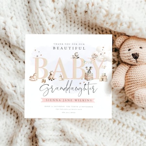 PETITE-FILLE DE BÉBÉ | Carte de félicitations pour bébé et petite-fille, merci pour notre carte de petit-enfant, carte de souvenir pour le nouveau bébé, carte de parents