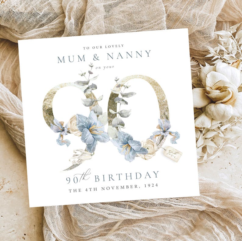 Carte personnalisée du 90e anniversaire, 90e anniversaire, grand-mère, oncle, grand-père, femme, tante, grand-mère, fait sur mesure, carte de félicitations, joyeux anniversaire image 3