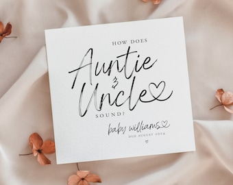 PREGNANCY ANNOUNCEMENT Card | How Does Auntie & Uncle Sound Reveal Card | Pregnancy Reveal Card | Pregnancy Announcement Card, Grandparents