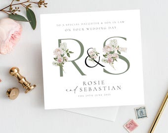 Carte de mariage personnalisée pour notre fille et notre gendre | Carte de mariage pour ma fille et mon gendre | Carte de mariage de fils | Carte de mariage