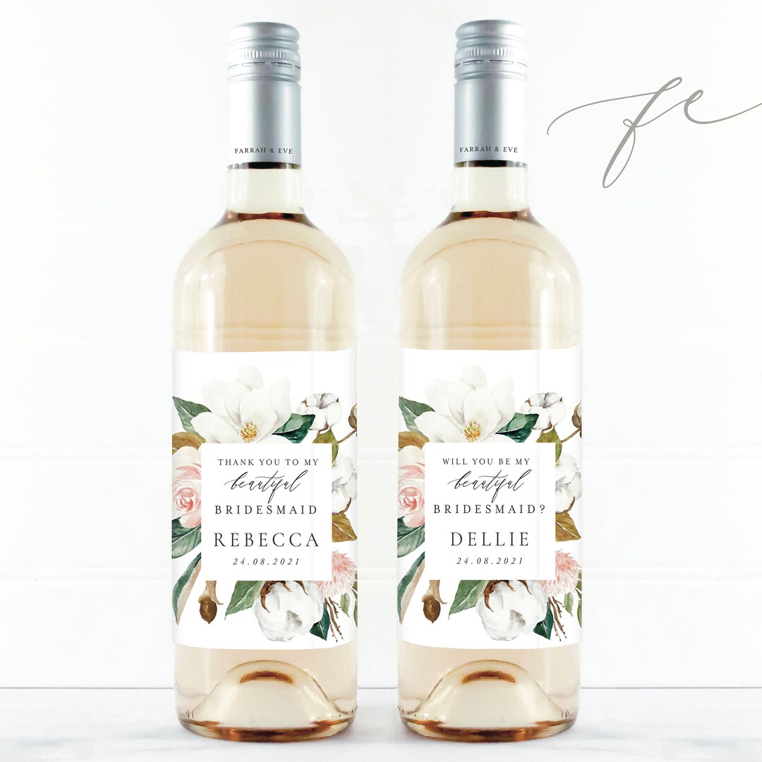 Will You Be My Bridesmaid Wine Labels Thank You Wine Bottle Labels ...