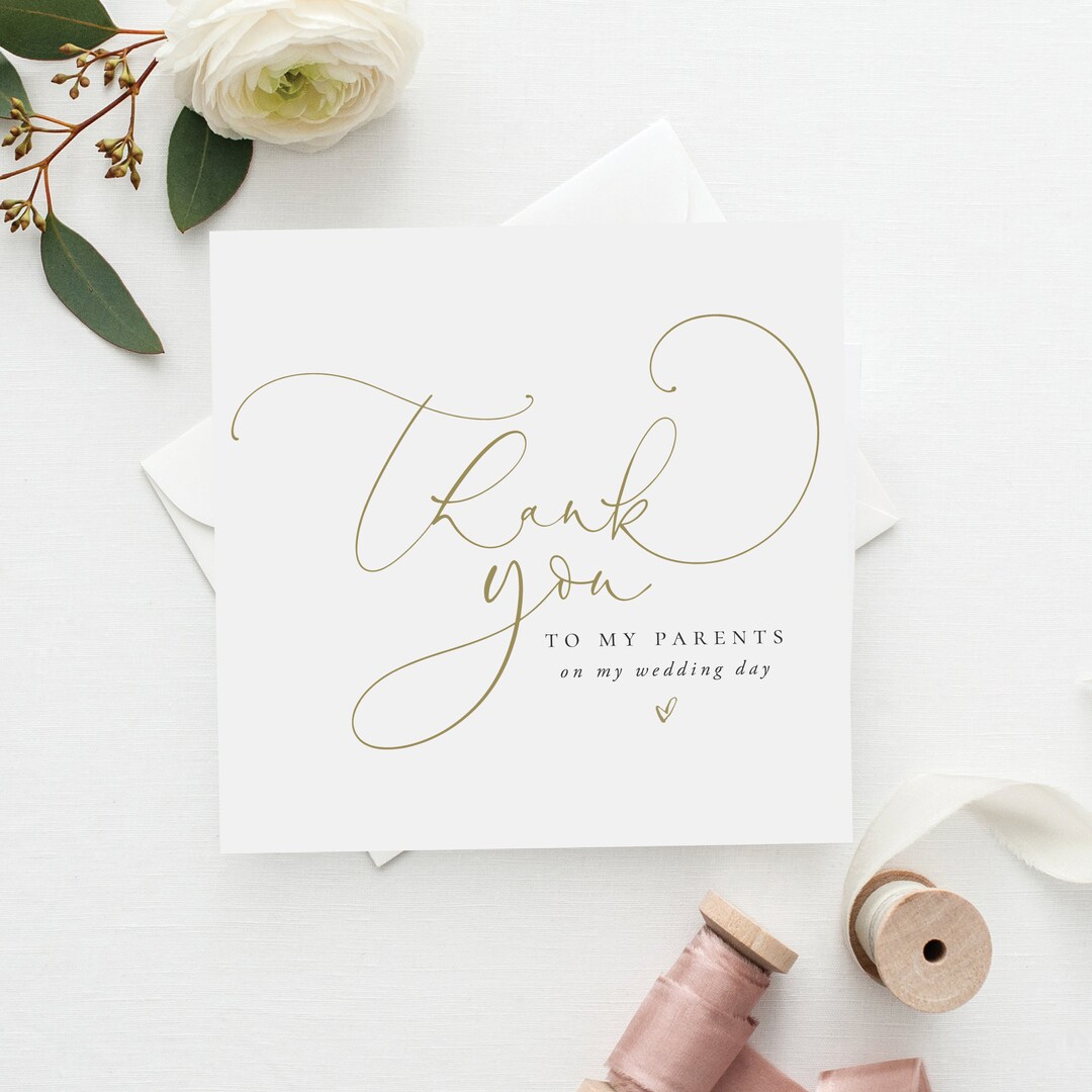 Gold Script to My Parents Wedding Card parents Thank You - Etsy