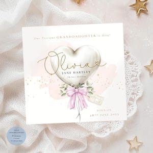 PETITE-FILLE DE BÉBÉ | Carte de félicitations pour petite-fille, merci pour notre carte de petit-enfant, carte souvenir pour nouveau-né, bébé né