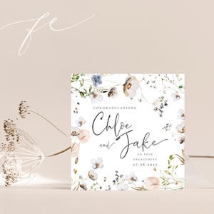 Cartão de noivado PERSONALIZADO | Cartão de noivado Pretty Florals | Cartão de parabéns | Cartão de noivado | Cartão de comemoração | Noivo