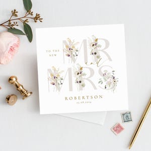 GEPERSONALISEERDE Botanische trouwkaart voor heer en mevrouw | Bloemen | Meneer en mevrouw-kaart|Mijnheer en meneer|Mevrouw en mevrouw|Bloemengroen trouwdagkaart, gefeliciteerd kaart