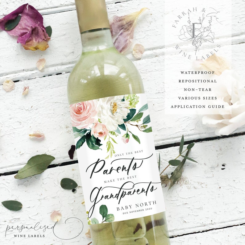 PREGNANCY Announcement Wine Labels Bay Due Wine Bottle Label Etsy