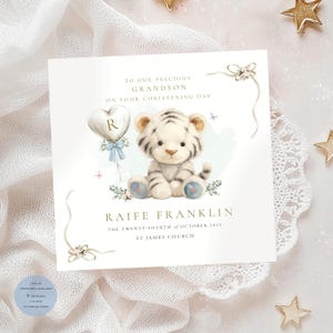 Taufkarte für Sohn, Jungen, personalisierte Taufkarte, Taufkarte, Namenstagkarte, Patenkind Taufe, Enkeltaufe, Namenstag