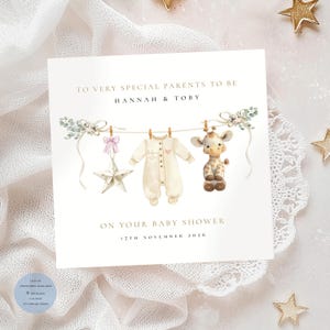 parents to be card
baby shower card
pregnancy congratulations
new baby card
cute baby card
washing line baby card
baby clothesline design
cuddly toy baby card
floral baby card
gender neutral baby card
pastel baby shower card
mummy to be card
daddy to be card