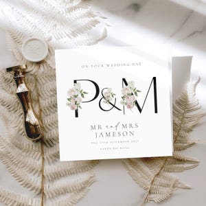 Personalisiert auf Ihrer Hochzeitstagkarte, Anfangsmonogrammkarte für Paar, Verlobungskarte, für das glückliche Paar, Hochzeitskarte, Glückwünsche